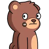 a brown teddy bear with a youtube icon on his face