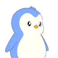 a blue and white penguin with the words thank you below it