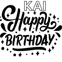 a black and white happy birthday greeting card for kai