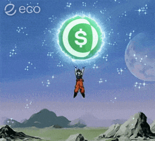 a cartoon character is flying through the air with a dollar sign in the air