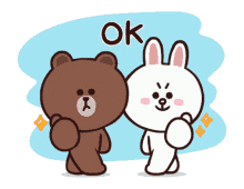 ok brown and cony bear and bunny