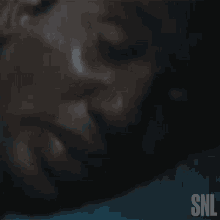 a close up of a person 's face with snl written on the bottom right