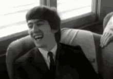 george harrison laughing the beatles happy lol