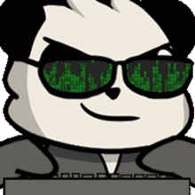 a cartoon panda bear wearing sunglasses and a jacket