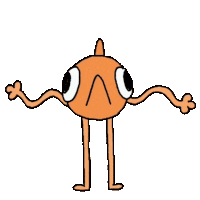 a cartoon character with arms and legs has a very sad look on his face