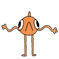a cartoon character with arms and legs has a very sad look on his face