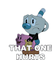 That One Hurts Mugman Sticker - That One Hurts Mugman Cuphead Show Stickers