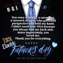 father 's day greeting card with a suit and tie
