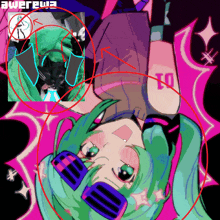 a picture of a cat and a drawing of a girl with headphones and the number 01