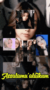 a collage of pictures of a woman with the words assalamu ' alakum below it