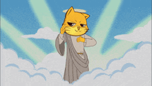 a cartoon of a cat with a halo on his head