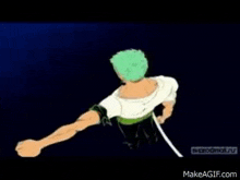 a cartoon of a man with green hair and a white shirt .