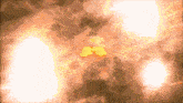 a painting of an explosion with a white background and a yellow center