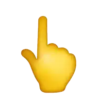 a yellow hand is pointing up with its index finger