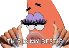 a picture of a cartoon character with long nails and the words " this is my bestie " below it