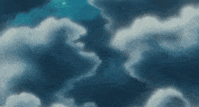 a painting of a cloudy sky with a few white clouds
