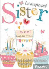 happy birthday sister hbd cupcake sweet birthday wishes