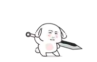 a cartoon rabbit with a man 's face on it 's face