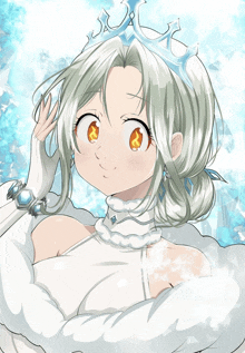 Snow Queen Smiles Happily With Both Angelic Eyes On GIF