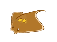 a drawing of a stingray with a piece of butter on it