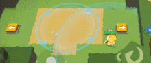 a cartoon character is standing in a field with a circle around him .