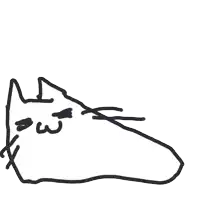 a black and white drawing of a cat with a wing