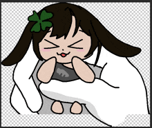 a drawing of a girl with a clover on her head