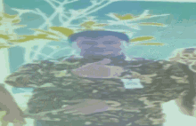 a blurry picture of a man with a name tag that says ' a ' on it