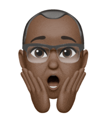 an emoji of a man with glasses and a surprised face