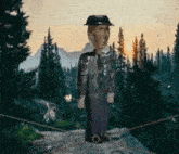 a cartoon of a man wearing a hat with the letter t on it