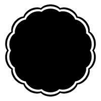 a black and white circle with a white border