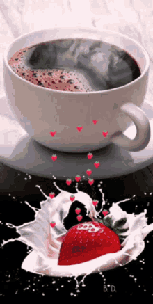 Good Morning Coffee GIF - Good Morning Coffee Strawberry And Cream GIFs