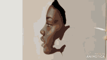 a drawing of a woman 's face is being made in animatica