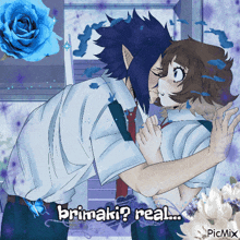 a picture of a boy and a girl with the words " brimaki real " on the bottom right
