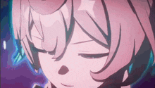 a close up of a anime character with her eyes closed .