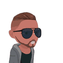 a cartoon of a man wearing sunglasses and a green speech bubble that says ew !