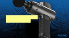 a renpho massage gun on a blue and yellow background