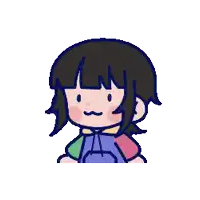 a pixel art drawing of a girl with black hair