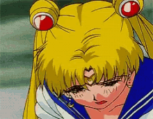 a close up of a cartoon character 's face with red eyes
