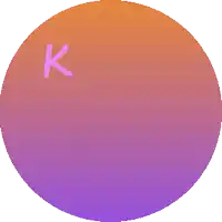 a purple and orange circle with the letter k in the center