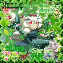 a picture of a cartoon character with the words merry xmas and spring