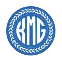 a blue circle with kmg written in the center