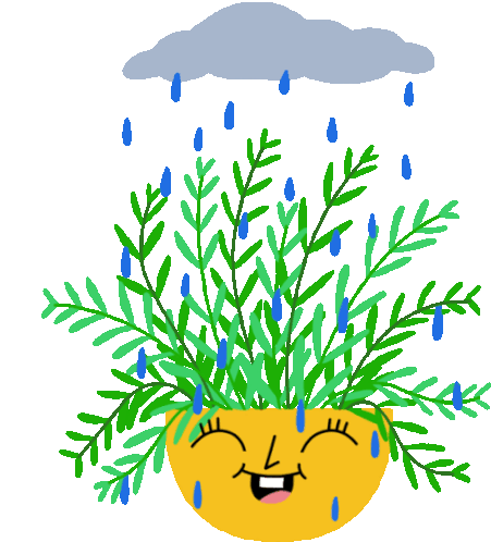 Happy Fern Enjoys Rain Sticker - Flora Friends Plant Raining Stickers