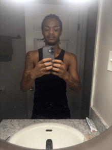 a man is taking a picture of himself in a mirror