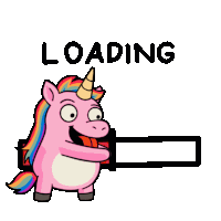 a cartoon of a unicorn with a loading bar next to it