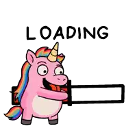 a cartoon of a unicorn with a loading bar next to it