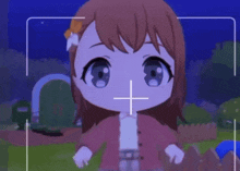a girl with a cross on her face is being photographed by a camera