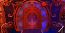 a red door with a purple background and the words hnsamoly on it