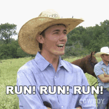 Run Run Run Tyler Kijac GIF - Run Run Run Tyler Kijac Ultimate Cowboy Showdown Season2 GIFs