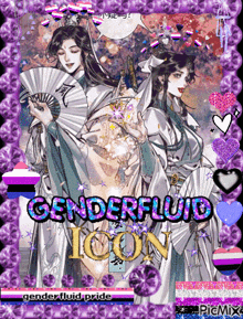 a picture of a man and a woman with the words genderfluid icon on the bottom